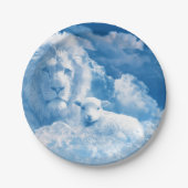 Löwe und Lamm in den Wolken Pappteller (Vorderseite)