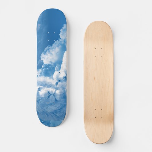 Löwe und Lamm in den Wolken Skateboard (Vorderseite)