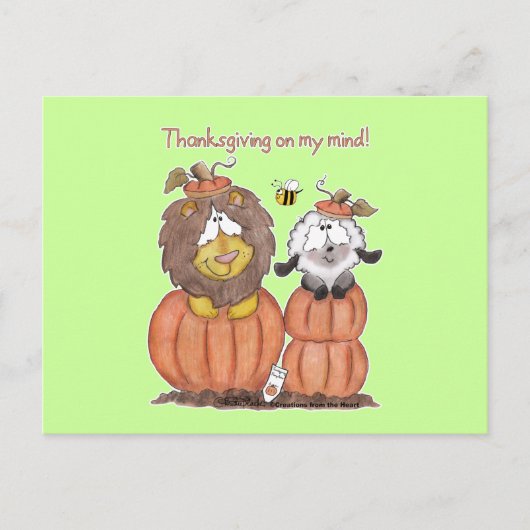 Löwe und Lamm in Kürbisgewächsen Postkarte (Vorderseite)