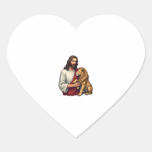 Löwe Und Lamm Jesus Graviert Faith-Shirt 2 Herz-Aufkleber