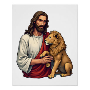 Löwe Und Lamm Jesus Graviert Faith Shirt 2 Poster