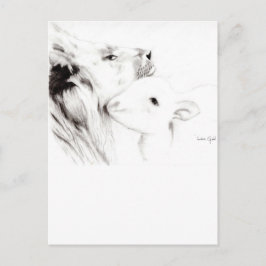 Löwe und Lamm Postkarte