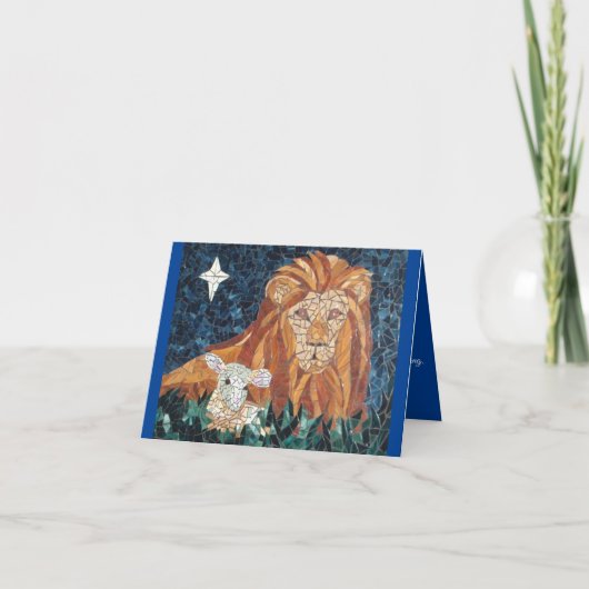 Löwe und Lamm Religiöse Weihnachtskarte Feiertagskarte (Vorderseite)