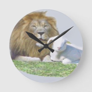 Löwe und Lamm Runde Wanduhr
