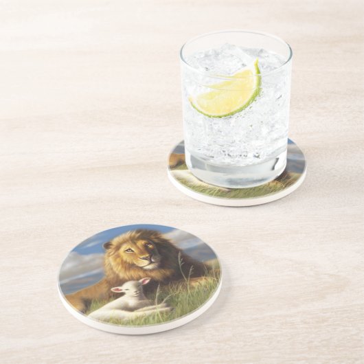Löwe- und Lamm-Untersetzer Getränkeuntersetzer (Seite)
