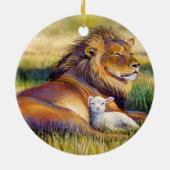 Löwe-und Lamm-Verzierung Keramikornament (Hinten)