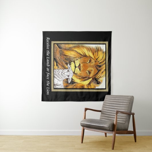 Löwe und Lamm Wandteppich (Beispiel (Horizontal))