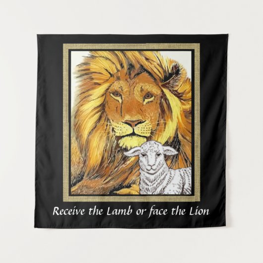 Löwe und Lamm Wandteppich (Vorderseite)