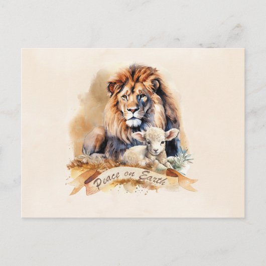 Löwe und Lamm Weihnachtskarten Postkarte (Vorderseite)