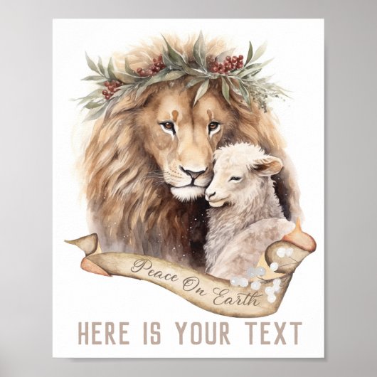 Löwe und Lamm Weihnachtszeichen Poster (Vorne)