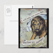 Löwe und Maus Collage Postkarte (Vorne/Hinten)