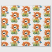 Löwe und Schmetterling Kinder Geschenkpapier (Flach)