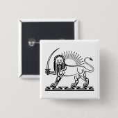 Löwe-und-Sonne-Emblem des Iran - schwarz und weiß Button (Vorne & Hinten)