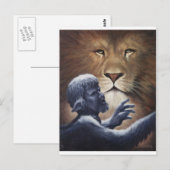 Löwe und Statue Postkarte (Vorne/Hinten)
