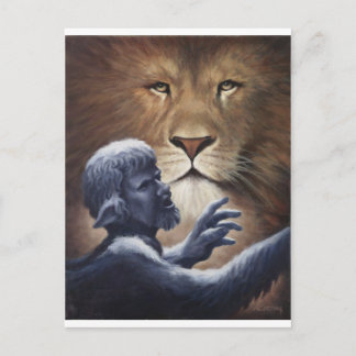 Löwe und Statue Postkarte