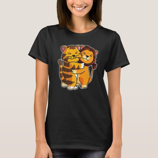 Löwe und Tiger Süße Tiere für Frauen oder Mädchen  T-Shirt (Vorderseite)