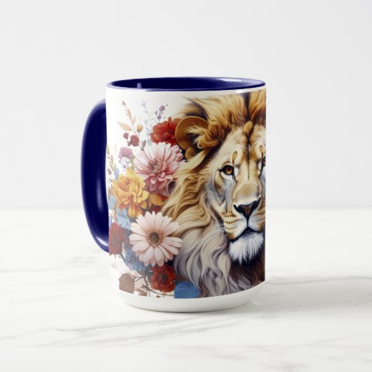 Löwe unter Blumen Tasse (Vorderseite Links)