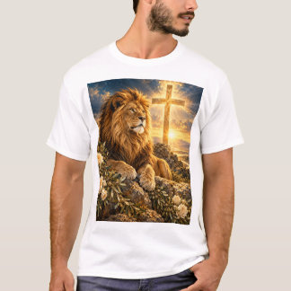 Löwe unter dem Kreuz T-Shirt