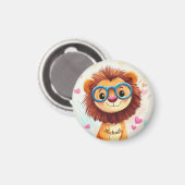 Löwe Valentinstag Herz Abzeichen Kinder Schule Magnet (Vorderseite/Rückseite)