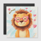 Löwe Valentinstag Herz Kinder Schule Magnetkarte (Vorne/Hinten)