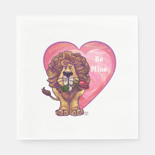 Löwe Valentinstag Serviette (Vorderseite)