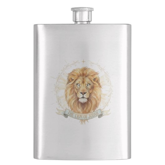 Löwe von Juda Classic 8oz Edelstahl-Flasche Flachmann (Vorderseite)