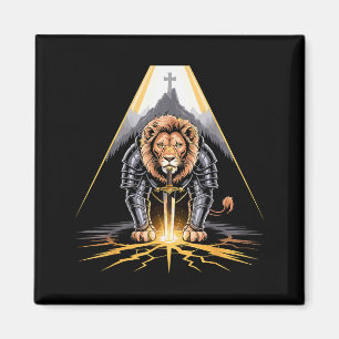 Löwe von Juda Schwert und Kreuz Christlicher Krieg Magnet