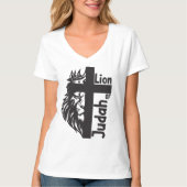 Löwe von Judah Bold Half Löwe Halbkreuz Christlich T-Shirt (Vorderseite)