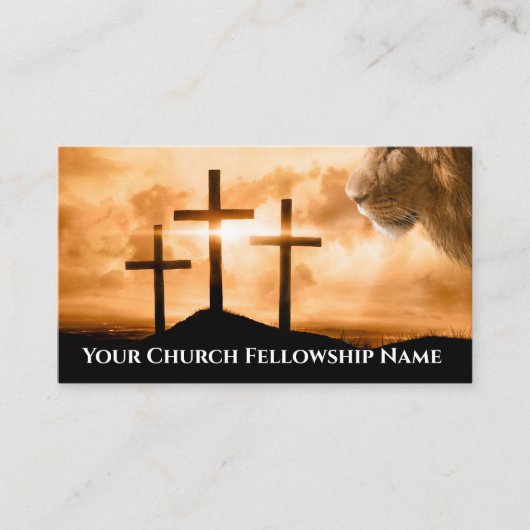 Löwe von Judah Drei Kreuze Sunset Church Pastor Visitenkarte (Vorderseite)