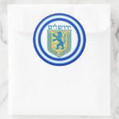 Löwe von Judah Emblem Jerusalem Hebräischer Sticke Runder Aufkleber (Tasche)