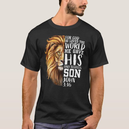 Löwe von Judah John 3:16 Christlich Verse Geschenk T-Shirt (Vorderseite)