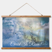 Löwe von Judah Lamm Gottes Christlicher Ostern Wandteppich Mit Holzrahmen (Vorne)