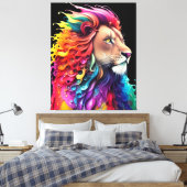 Löwe von Judah Majestic farbenfroh lebendig Christ Leinwanddruck (Insitu (Schlafzimmer))