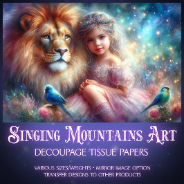 Löwe von Judah mit Mädchen-Dekoupage Seidenpapier