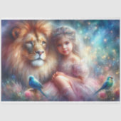 Löwe von Judah mit Mädchen-Dekoupage Seidenpapier (Vorderseite)