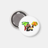 Löwe warm Blüte Magnet (Vorderseite/Rückseite)