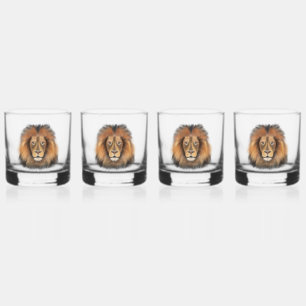 Löwe Wasserfarbe Leo König Safari Tier Dschungel K Whiskyglas