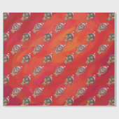 Löwe-Weihnachten auf Rot Geschenkpapier (Flach)