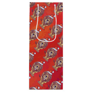 Löwe Weihnachten auf Rot Geschenktüte Für Weinflaschen