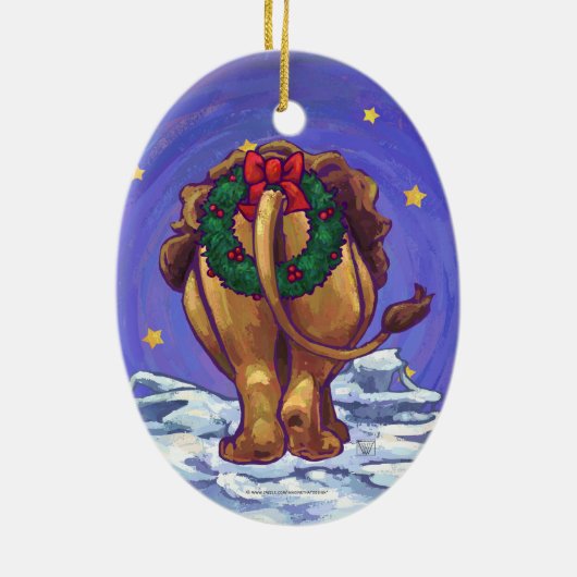 Löwe-Weihnachten Keramikornament (Hinten)