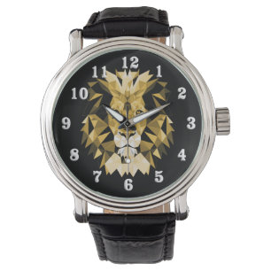 Löwe-weiße Hauptzahlen Armbanduhr