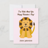 Löwe Wild About You Valentinstag Kinder Mitteilungskarte (Vorderseite)