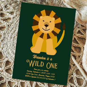 Löwe Wilder Erster Geburtstag Dschungel-Einladung Postkarte