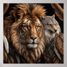 Löwe, Wolf mit Speditionsgesicht