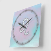 Löwe-Zeichen auf Pastellenacre-Perlmutt-Art Quadratische Wanduhr (Winkel)