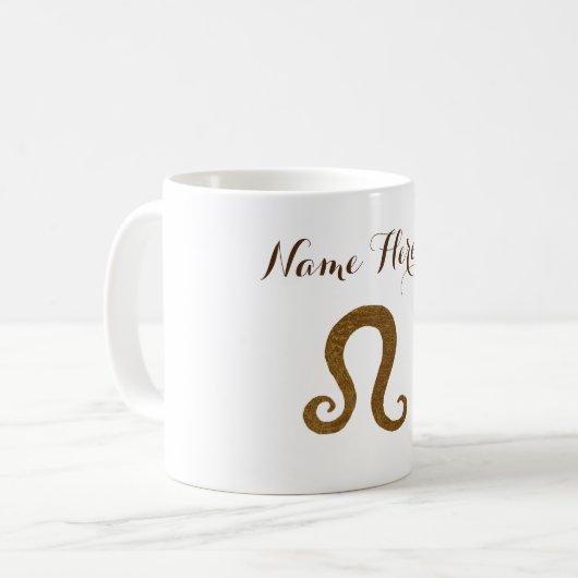 Löwe-Zeichen-Goldindividueller Name Kaffeetasse (Vorderseite Links)