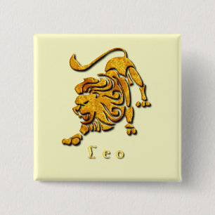 Löwe-Zeichen-Quadrat-Button Button