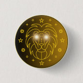 Löwe-Zodiac-Emblem | Minimales Himmelsymbol Button (Vorderseite)