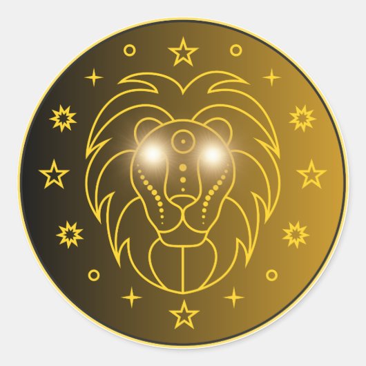 Löwe-Zodiac-Emblem | Minimales Himmelsymbol Runder Aufkleber (Vorderseite)