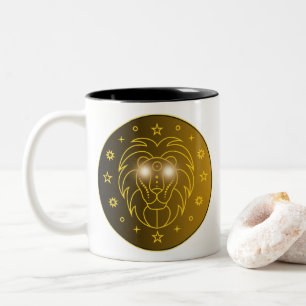 Löwe-Zodiac-Emblem Minimales Himmelsymbol Zweifarbige Tasse